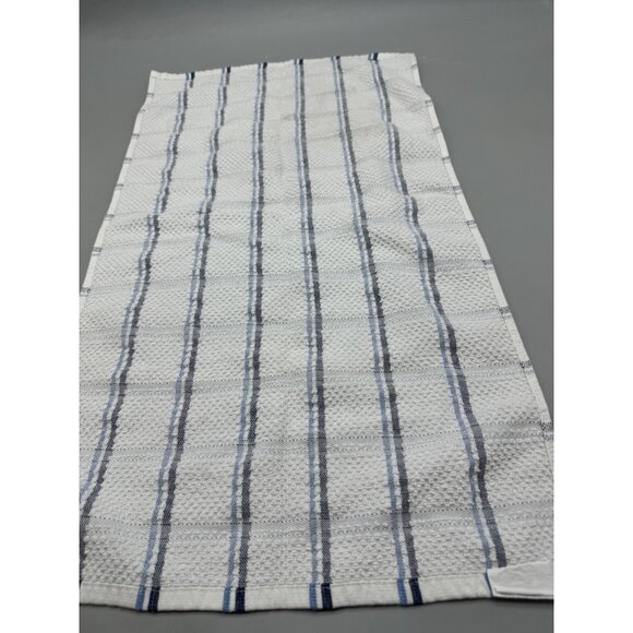Plaid Kitchen Dish Towels Set Of 2 - Navy Blue & White Cotton Polyester READ - Picture 5 of 9